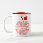 Teacher Apple Typography Red and White Zweifarbige Tasse (Links)