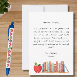 Teacher Appreciation Best Teacher Red Apple Books  Dankeskarte