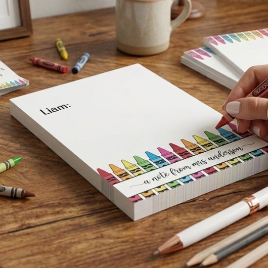 Teacher Appreciation colorful Crayon Notepad Notizblock