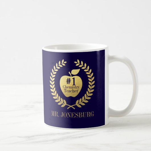 Teacher Appreciation Faux Gold Foil Custom Name Kaffeetasse (Rechts)