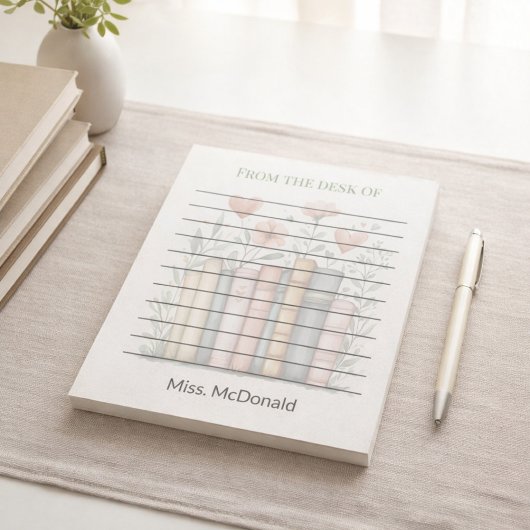 Teacher Appreciation Gift Floral Stacked Books  Notizblock