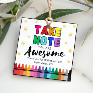 Teacher Appreciation Gift Tag "Take Note" Geschenkanhänger
