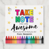 Teacher Appreciation Gift Tag "Take Note" Geschenkanhänger (Vorderseite)
