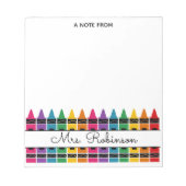 Teacher Appreciation Rainbow Crayon Notizblock (Vorderseite)