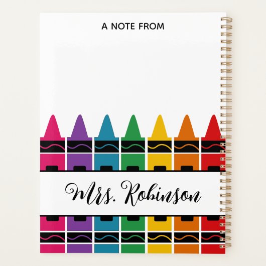 Teacher Appreciation Rainbow Crayon  Planer (Rückseite)
