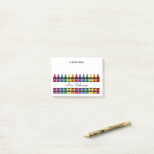 Teacher Appreciation Rainbow Crayon Post-it Klebezettel (Auf Schreibtisch)