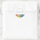 Teacher Appreciation Rainbow Crayon  Runder Aufkleber (Tasche)