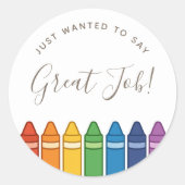 Teacher Appreciation Rainbow Crayon  Runder Aufkleber (Vorderseite)
