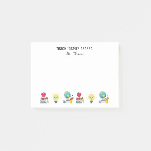 Teacher Appreciation Teach Inspire Repeat School  Post-it Klebezettel (Vorderseite)