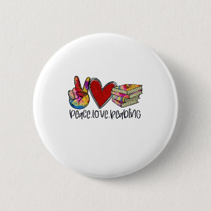 Teacher Art Peace Love Reading Button
