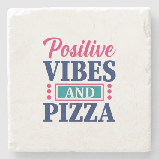 Teacher Art positive Vibes und Pizza Steinuntersetzer (Vorderseite)