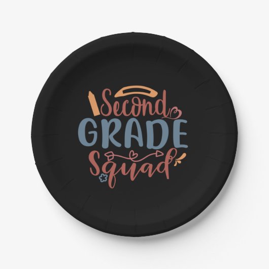 Teacher Art Second Grade Squad Pappteller (Vorderseite)