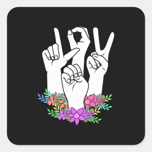 Teacher ASL Hand Sign Quadratischer Aufkleber (Vorderseite)