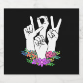Teacher ASL Hand Sign Schaumweinetikett (Einzelnes Label)