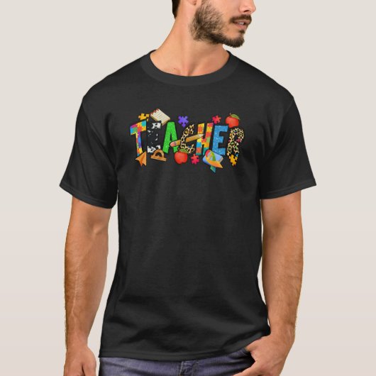 Teacher Autism Awareness Month Puzzle Piece Teache T-Shirt (Vorderseite)