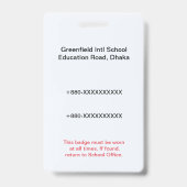 Teacher Badge | Assistant ID – School Staff Ausweis (Rückseite)