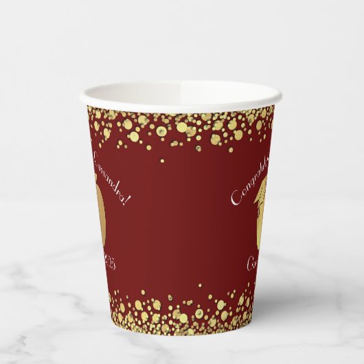 Teacher Bildung Abschluss Maroon Gold Pappbecher (Links)