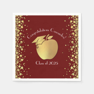 Teacher Bildung Abschluss Maroon Gold Serviette