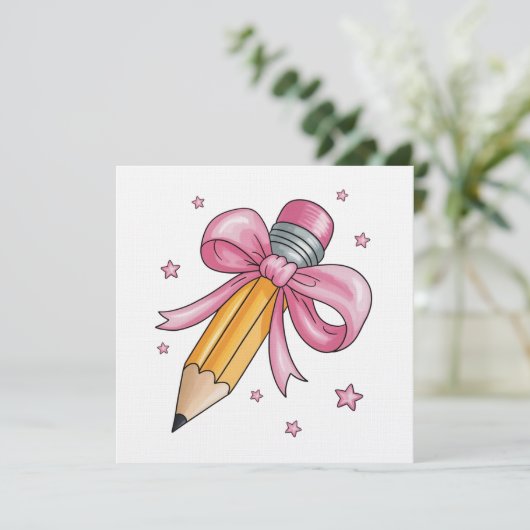 Teacher Bow Pencil Teaching Life Appreciation Gift Einladung (Stehend Vorderseite)