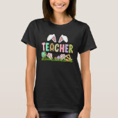 Teacher Bunny Ears Leopard Pink Plaid Rabbit Eggs  T-Shirt (Vorderseite)