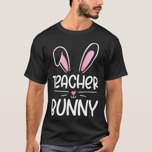 Teacher Bunny Happy Easter Day Men Women Matching T-Shirt (Vorderseite)