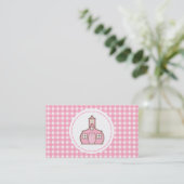 Teacher Business Card - Rosa Gingham Visitenkarte (Stehend Vorderseite)