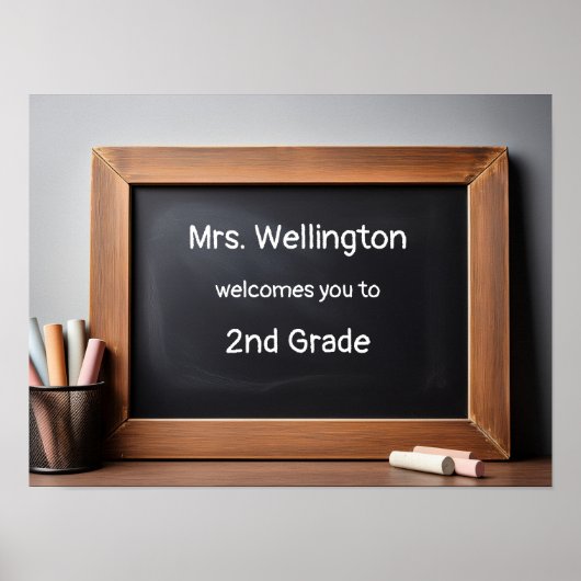 Teacher Chalkboard Blackboard Custom Welcome Poster (Vorne)