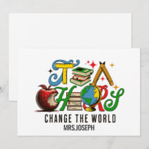 Teacher Change The World Colorful School
