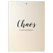 Teacher Chaos Coordinator Gold Glitzer Script Klemmbrett (Rückseite)