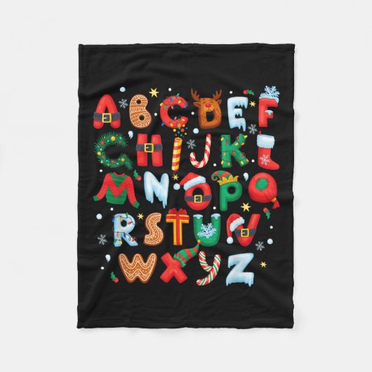 Teacher Christmas Alphabet Back To School Holiday Fleecedecke (Vorderseite)