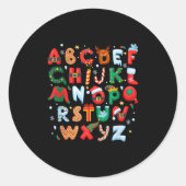 Teacher Christmas Alphabet Back To School Holiday  Runder Aufkleber (Vorderseite)