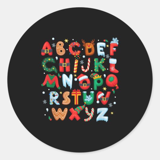 Teacher Christmas Alphabet Back To School Holiday  Runder Aufkleber (Vorderseite)