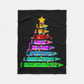 Teacher Christmas Crayon Tree Student Pajama Chris Fleecedecke (Vorderseite)