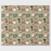 Teacher Christmas Cute Reindeer Santa School Geschenkpapier (Flach)