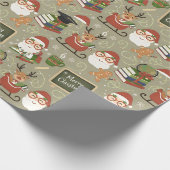 Teacher Christmas Cute Reindeer Santa School Geschenkpapier (Ecke)