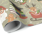 Teacher Christmas Cute Reindeer Santa School Geschenkpapier (Rolleneckpunkt)