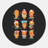 Teacher Christmas Reading Book Gingerbread Man Boo Runder Aufkleber (Vorderseite)