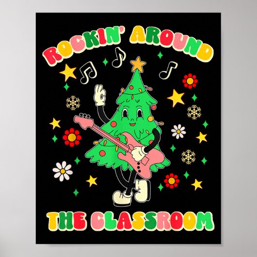 Teacher Christmas Shirts Pajama Matching Rockin' A Poster (Vorne)