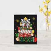Teacher Christmas Tree Lights Pencil Leopard Print Karte (Gelbe Blume)
