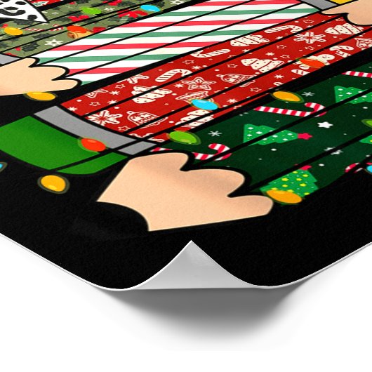 Teacher Christmas Tree Lights Pencil Leopard Print Poster (Ecke)