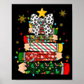 Teacher Christmas Tree Lights Pencil Leopard Print Poster (Vorne)