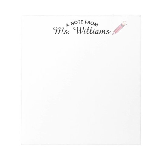 Teacher Classroom Pencil Custom Name Notizblock (Vorderseite)