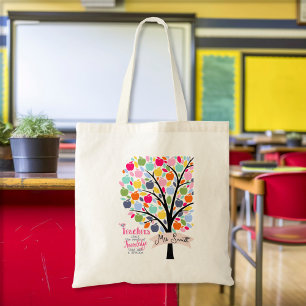 Teacher Colorful Apfelbaum danke Ihnen Tragetasche