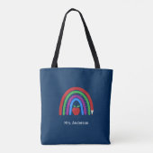 Teacher Colorful Rainbow Dark Blue Tasche (Rückseite)