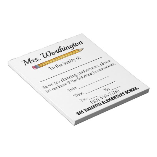 Teacher Conference School Note Pad Small Notizblock (angewinkelt)