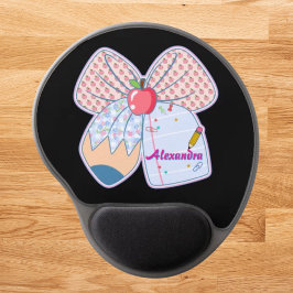 Teacher Coquette Bow Pencil School with Name Gel Mousepad