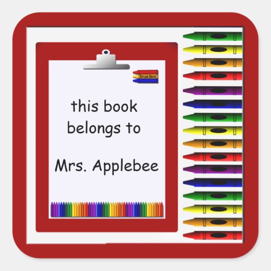 Teacher Crayon Buchzeichen Custom Sticker (Vorderseite)