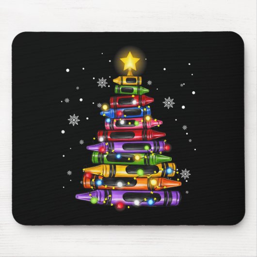 Teacher Crayon Christmas Tree Lights Student Schoo Mousepad (Vorne)