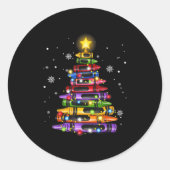 Teacher Crayon Christmas Tree Lights Student Schoo Runder Aufkleber (Vorderseite)