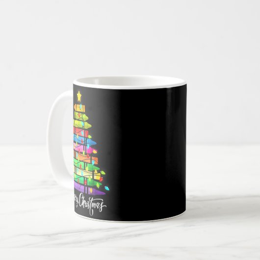 Teacher Crayon Merry Christmas Tree Lights School Kaffeetasse (Vorderseite Links)